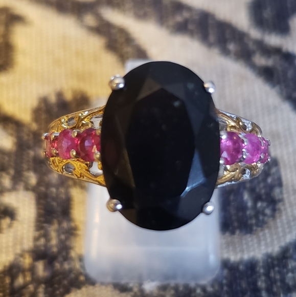 D'joy Jewelry - Black Tourmaline and Niassa Ruby Ring